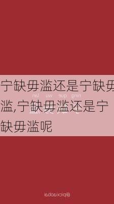 宁缺毋滥还是宁缺毋滥,宁缺毋滥还是宁缺毋滥呢