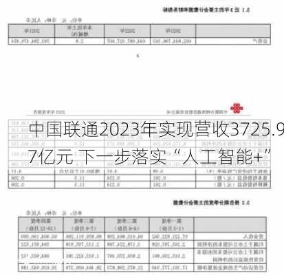 中国联通2023年实现营收3725.97亿元 下一步落实“人工智能+”