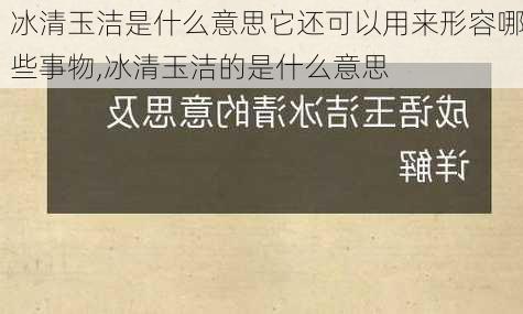 冰清玉洁是什么意思它还可以用来形容哪些事物,冰清玉洁的是什么意思