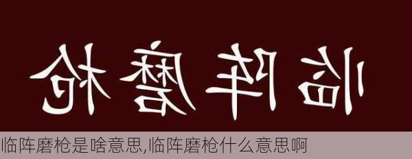 临阵磨枪是啥意思,临阵磨枪什么意思啊