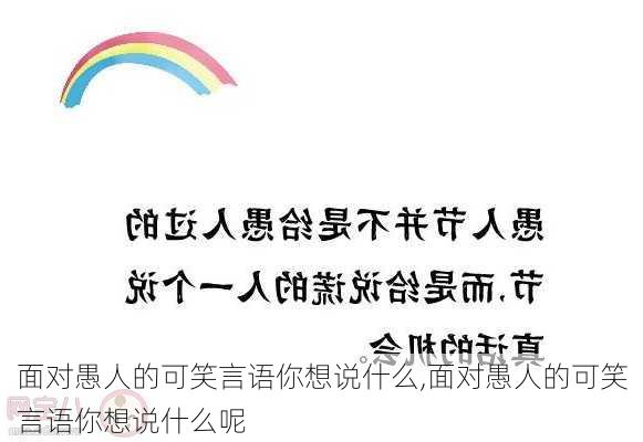 面对愚人的可笑言语你想说什么,面对愚人的可笑言语你想说什么呢