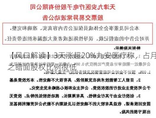 【风口解读】3天涨超20%九安医疗称，占月之暗面股权比例很低