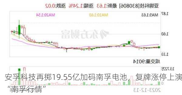 安孚科技再掷19.55亿加码南孚电池，复牌涨停上演“南孚行情”