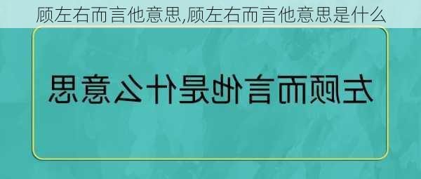 顾左右而言他意思,顾左右而言他意思是什么