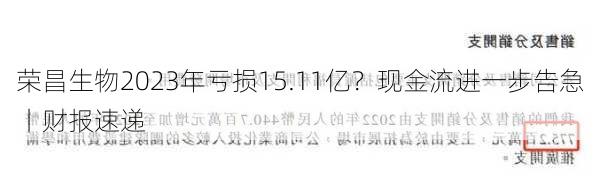 荣昌生物2023年亏损15.11亿？现金流进一步告急丨财报速递