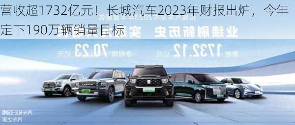 营收超1732亿元！长城汽车2023年财报出炉，今年定下190万辆销量目标