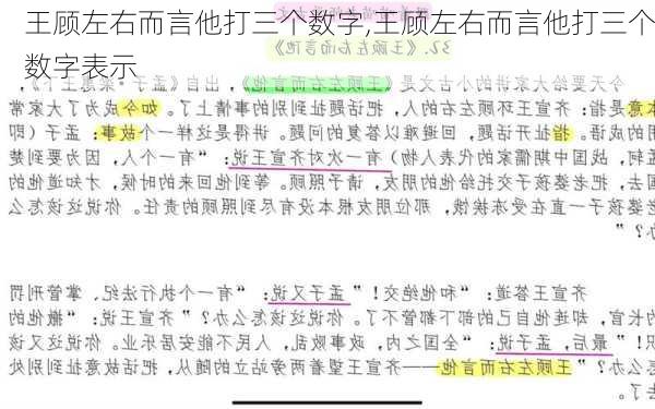 王顾左右而言他打三个数字,王顾左右而言他打三个数字表示