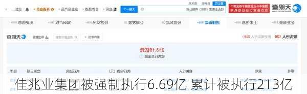 佳兆业集团被强制执行6.69亿 累计被执行213亿