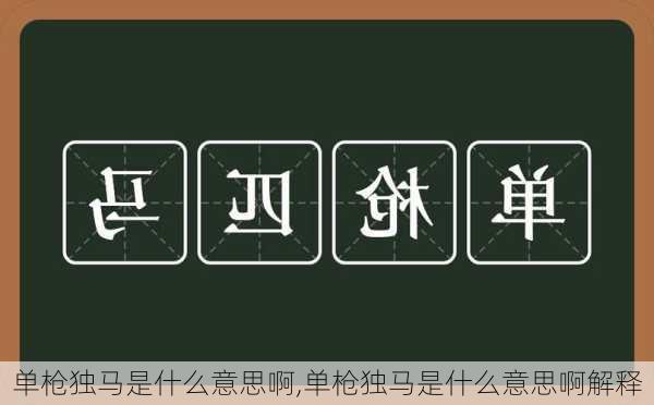 单枪独马是什么意思啊,单枪独马是什么意思啊解释