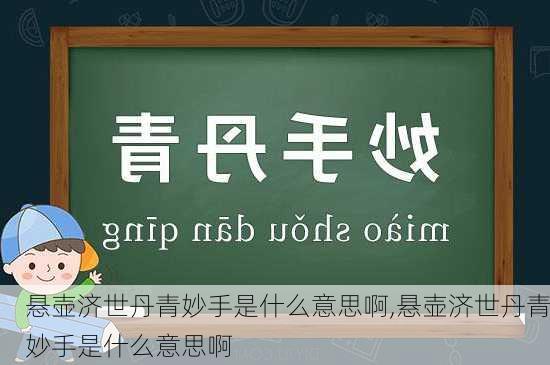 悬壶济世丹青妙手是什么意思啊,悬壶济世丹青妙手是什么意思啊