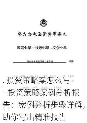 . 投资策略案怎么写 - 投资策略案例分析报告：案例分析步骤详解，助你写出精准报告