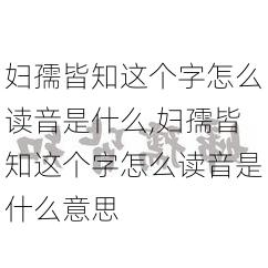 妇孺皆知这个字怎么读音是什么,妇孺皆知这个字怎么读音是什么意思