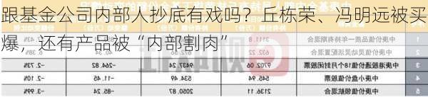 跟基金公司内部人抄底有戏吗？丘栋荣、冯明远被买爆，还有产品被“内部割肉”