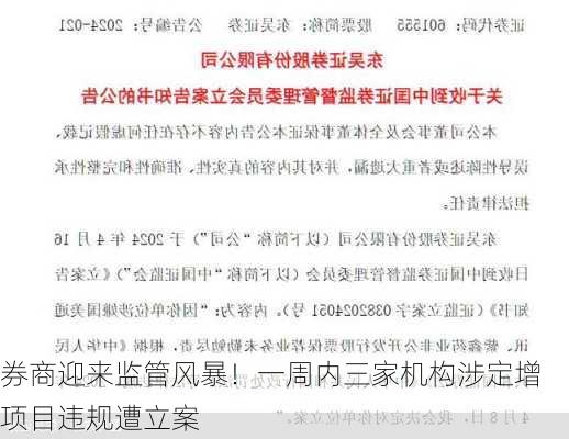 券商迎来监管风暴！一周内三家机构涉定增项目违规遭立案