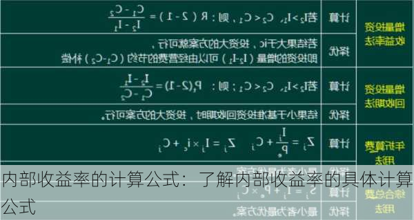 内部收益率的计算公式：了解内部收益率的具体计算公式