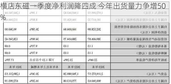 横店东磁一季度净利润降四成 今年出货量力争增50%