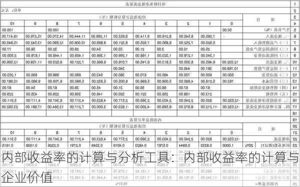 内部收益率的计算与分析工具：内部收益率的计算与企业价值