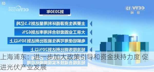 上海浦东：进一步加大政策引导和资金扶持力度 促进光伏产业发展