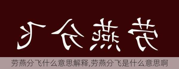 劳燕分飞什么意思解释,劳燕分飞是什么意思啊