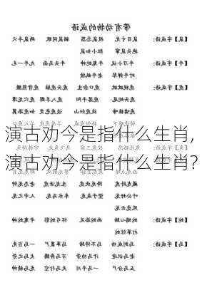 演古劝今是指什么生肖,演古劝今是指什么生肖?