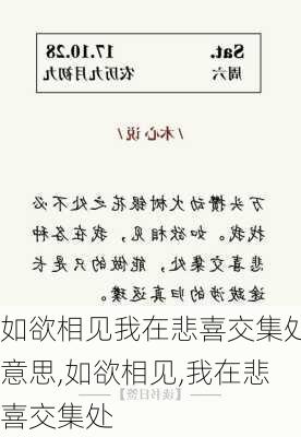 如欲相见我在悲喜交集处意思,如欲相见,我在悲喜交集处