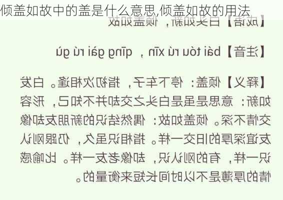 倾盖如故中的盖是什么意思,倾盖如故的用法