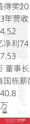 值得买2023年营收14.52亿净利7477.53万 董事长隋国栋薪酬140.89万