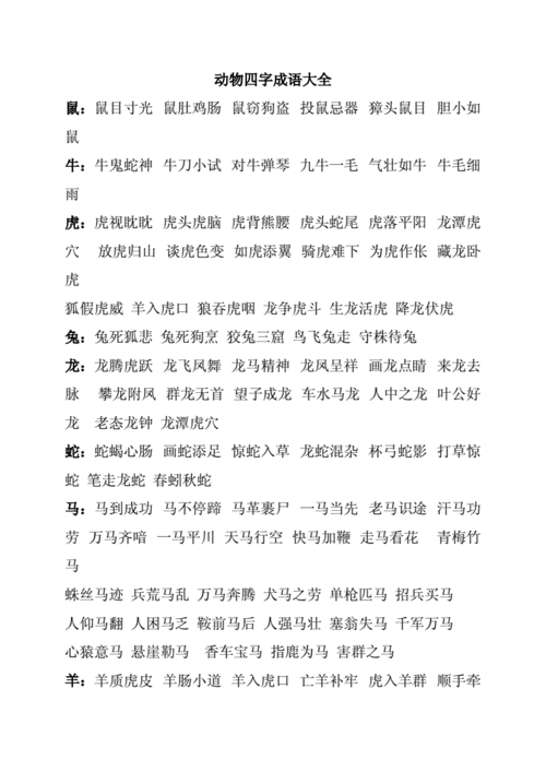 动物成语大全10000个,动物成语大全集1000个