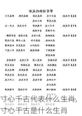 寸心千古代表什么生肖,寸心千古是什么生肖