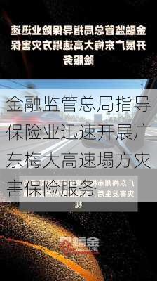 金融监管总局指导保险业迅速开展广东梅大高速塌方灾害保险服务