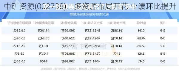 中矿资源(002738)：多资源布局开花 业绩环比提升