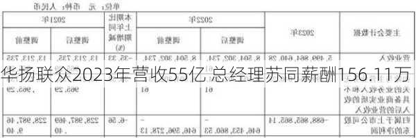 华扬联众2023年营收55亿 总经理苏同薪酬156.11万