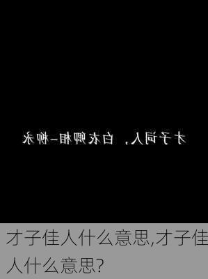 才子佳人什么意思,才子佳人什么意思?