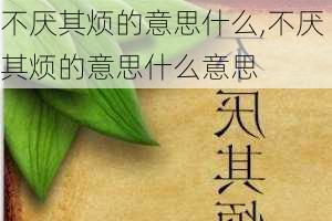 不厌其烦的意思什么,不厌其烦的意思什么意思