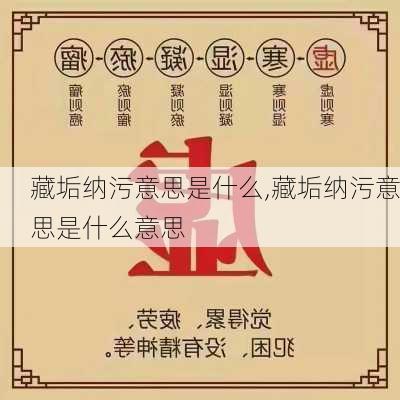 藏垢纳污意思是什么,藏垢纳污意思是什么意思