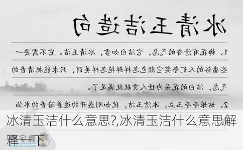 冰清玉洁什么意思?,冰清玉洁什么意思解释一下