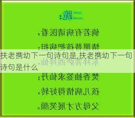 扶老携幼下一句诗句是,扶老携幼下一句诗句是什么