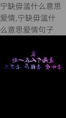 宁缺毋滥什么意思爱情,宁缺毋滥什么意思爱情句子