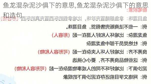 鱼龙混杂泥沙俱下的意思,鱼龙混杂泥沙俱下的意思和造句