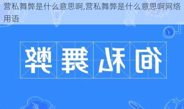 营私舞弊是什么意思啊,营私舞弊是什么意思啊网络用语