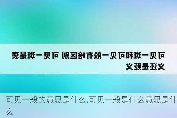 可见一般的意思是什么,可见一般是什么意思是什么