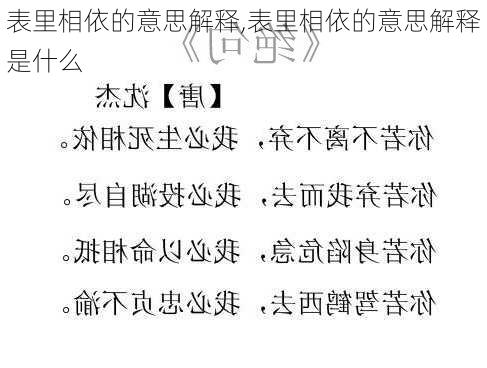 表里相依的意思解释,表里相依的意思解释是什么