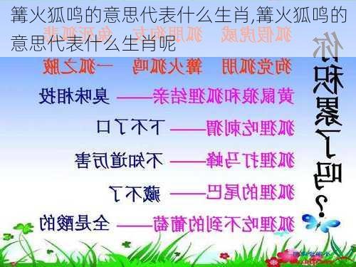 篝火狐鸣的意思代表什么生肖,篝火狐鸣的意思代表什么生肖呢