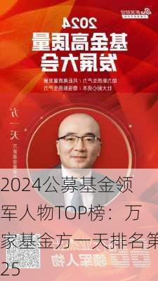 2024公募基金领军人物TOP榜：万家基金方一天排名第25