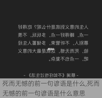 死而无憾的前一句谚语是什么,死而无憾的前一句谚语是什么意思