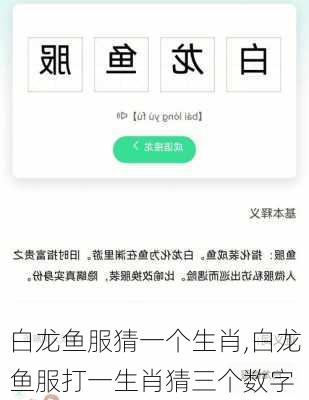 白龙鱼服猜一个生肖,白龙鱼服打一生肖猜三个数字