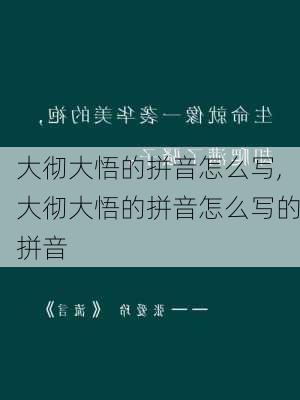 大彻大悟的拼音怎么写,大彻大悟的拼音怎么写的拼音