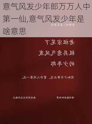 意气风发少年郎万万人中第一仙,意气风发少年是啥意思