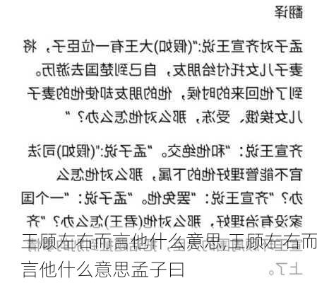 王顾左右而言他什么意思,王顾左右而言他什么意思孟子曰