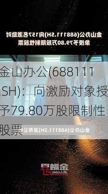 金山办公(688111.SH)：向激励对象授予79.80万股限制性股票